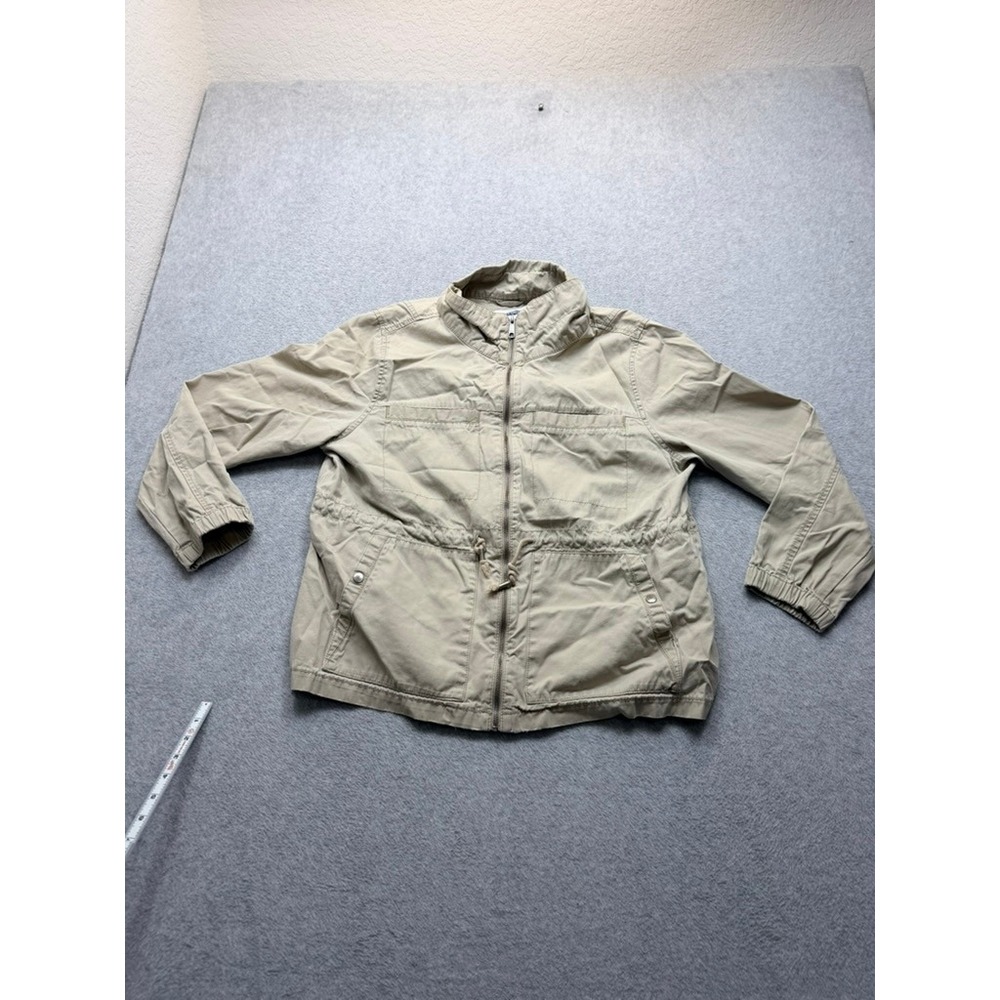 Old Navy Womens Tan Khaki Utility Jacket Zip Up Drawstring Waist Size XL